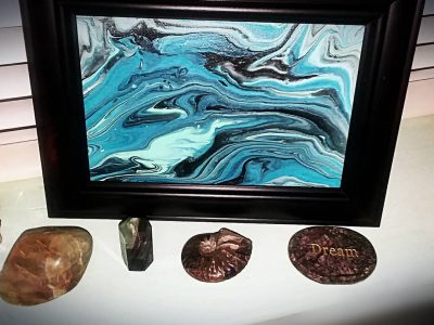 Framed Ocean Waves Pour With Crystals