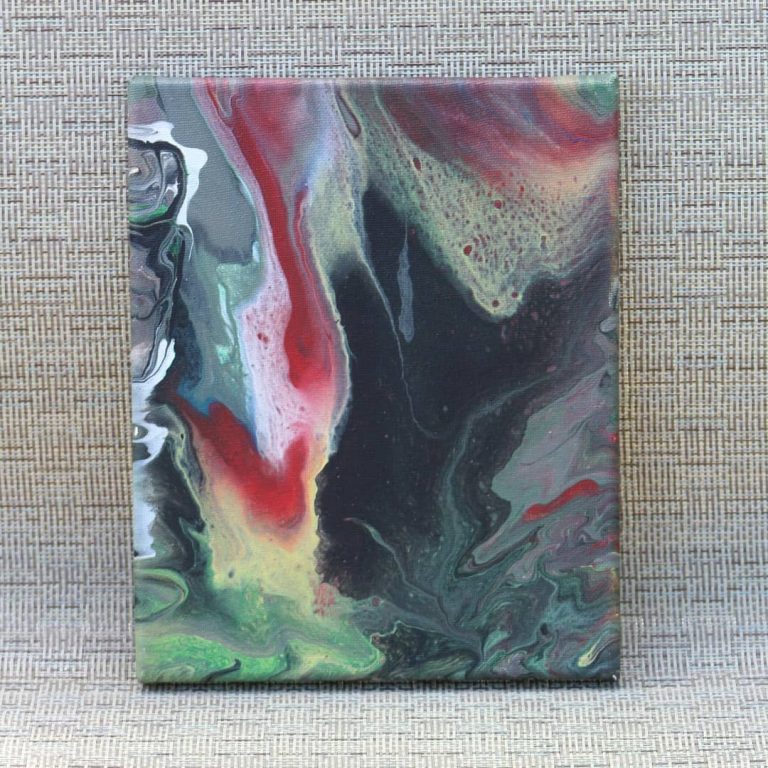 Colorful 8x10 Stretched Canvas Pour Painting