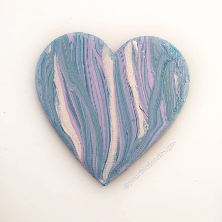 Acrylic Pour Paint Canvas Heart Magnet
