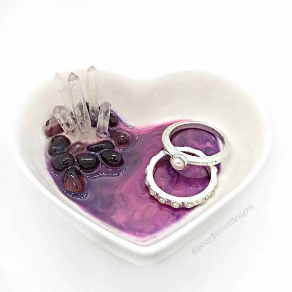 Ceramic Heart Crystal Garnet Resin Trinket Dish