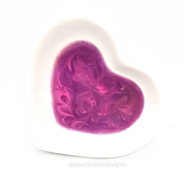 Ceramic Heart Trinket Bowl Pink Purple Resin