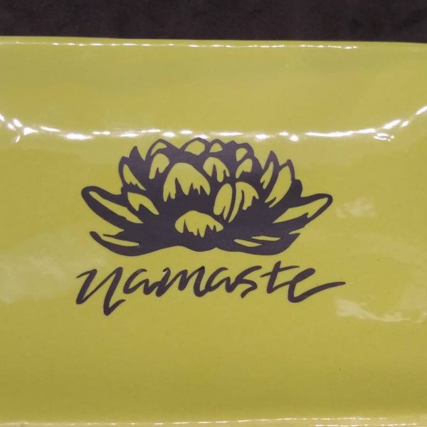 Lotus and Namaste Sage Green Ceramic Dish