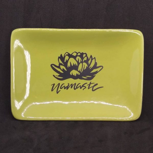 Lotus and Namaste Sage Green Ceramic Dish