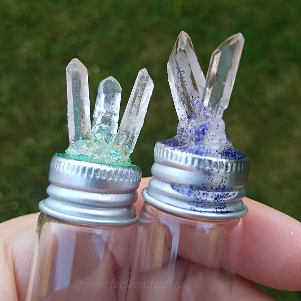 Crystal And Glitter Topped Glass Bottles