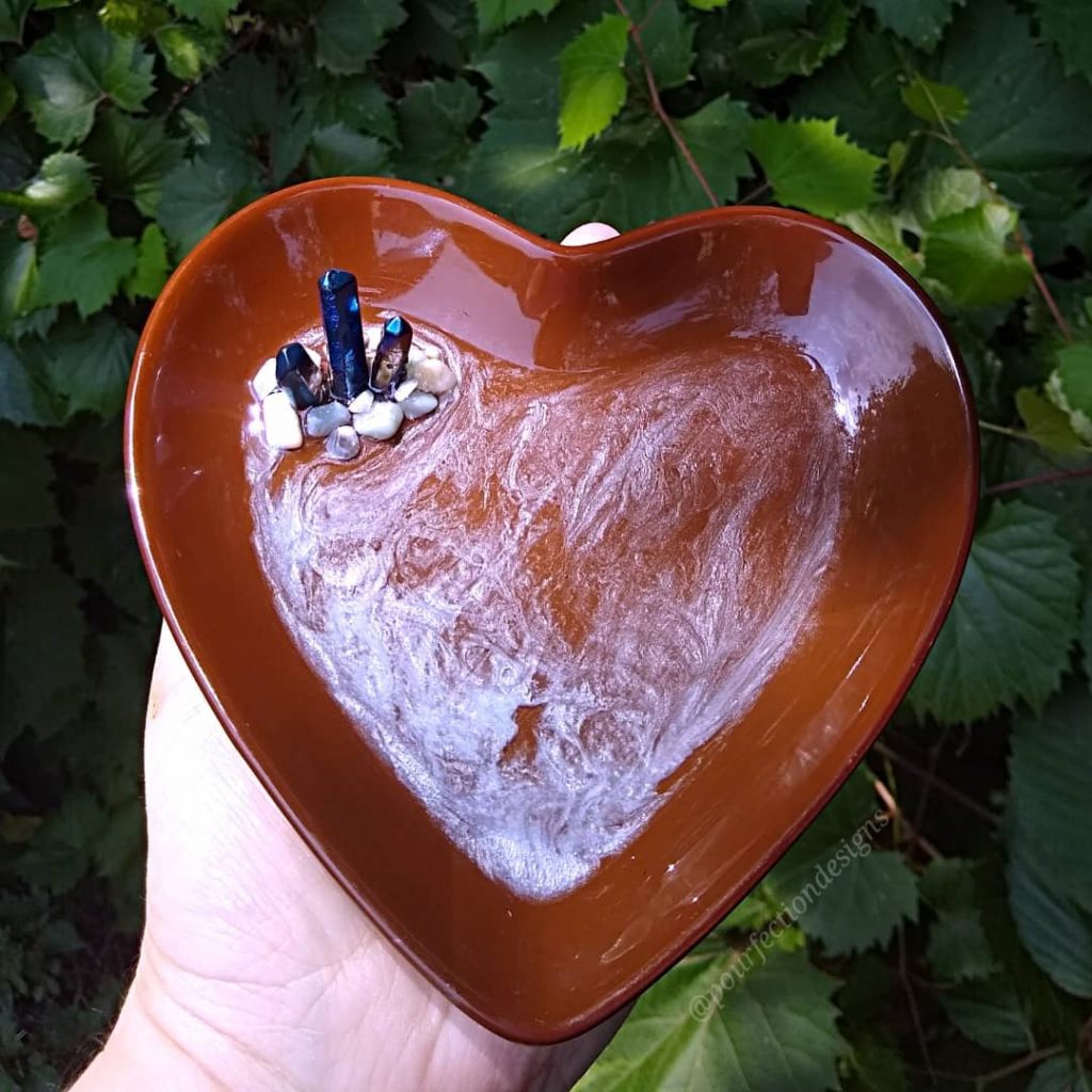 Pourfection Designs | Brown Ceramic Heart Trinket Dish